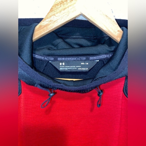 2/60& Men’s UNDER ARMOUR ColdGear black and red  Reactor Fleece Hoodie sz medium - Picture 6 of 16